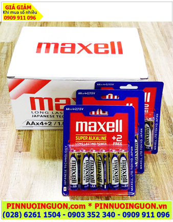 COMBO 01hộp 24vỉ=144viên (Vỉ 06viên) Pin AA 1.5v Super Alkaline Maxell LR6(GD), Giá 1.152.000 /Hộp 144viên